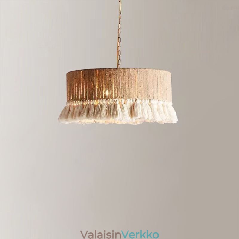 Retro-riippuvalaisin Boheemityylinen hamppuköysi tupsuvalaisin