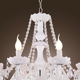 Kattokruunu White Crystal Modern Living 8 Lights