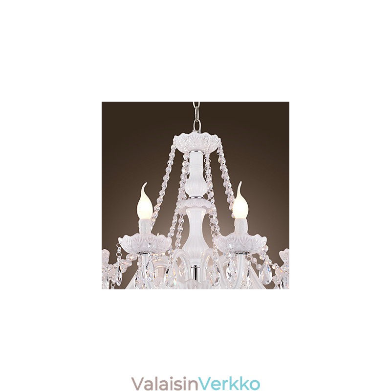 Kattokruunu White Crystal Modern Living 8 Lights