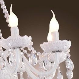 Kattokruunu White Crystal Modern Living 8 Lights
