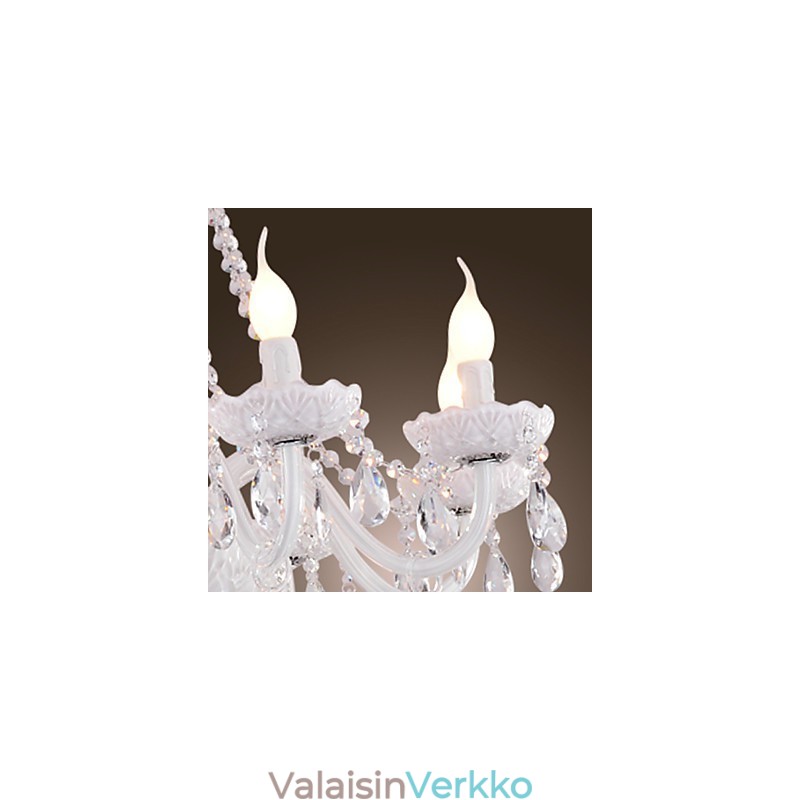 Kattokruunu White Crystal Modern Living 8 Lights