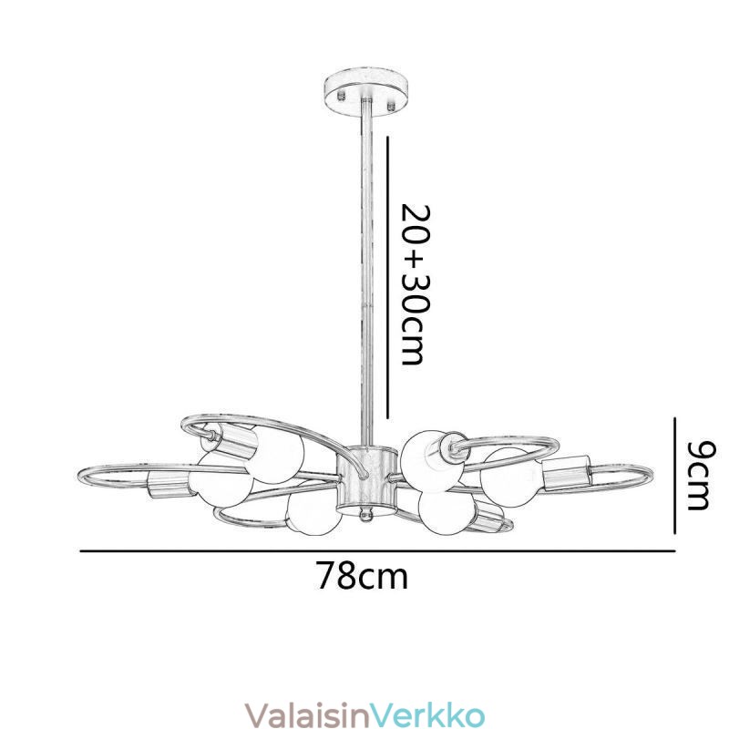 Maalaismainen kattokruunu 6 Light Classic terälehtiä kattoon riippuvalaisin