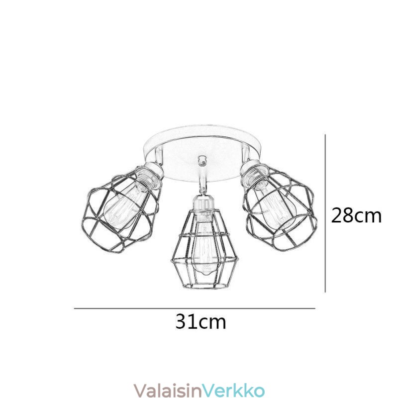 Teollisuuden uppoasennettava kattovalaisin 3 Kevytmetallihäkkikattolamppu