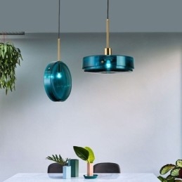 Pyöreä kakku lasiriippuvalaisin Moderni minimalistinen takorautainen kattovalaisin