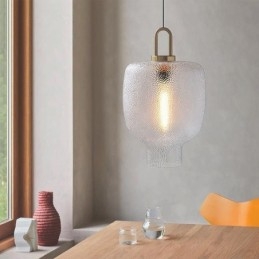 Himmeä lasiriippuvalaisin Moderni minimalistinen takorautainen kattovalaisin