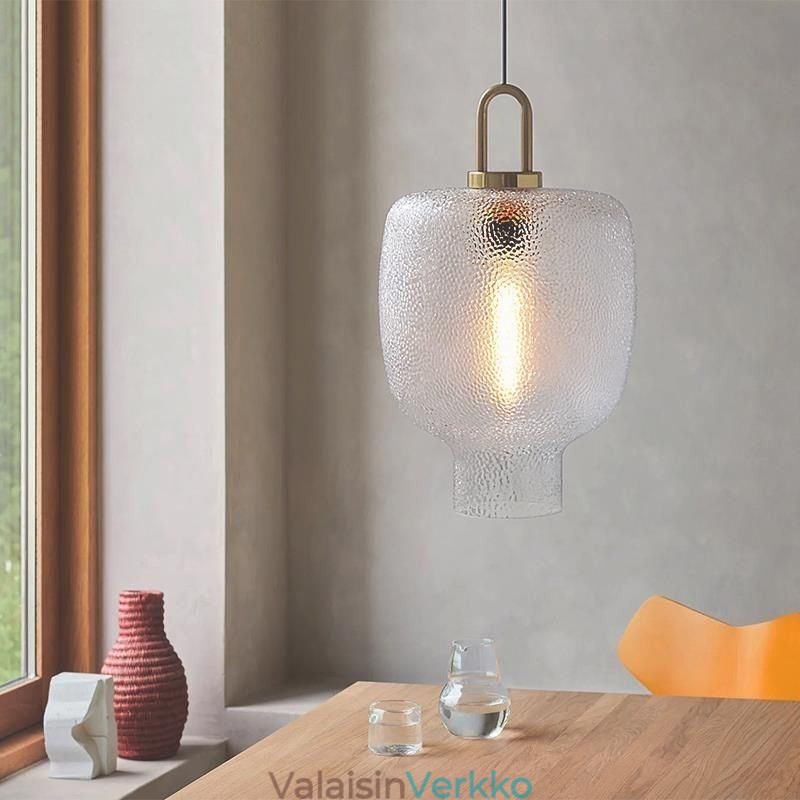 Himmeä lasiriippuvalaisin Moderni minimalistinen takorautainen kattovalaisin