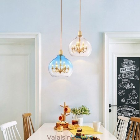 Lasiriippuvalaisin Moderni minimalistinen takorautainen kattovalaisin 9 valoa Lasiriippuvalaisin Moderni minimalistinen takorautainen kattovalaisin 9 valoa