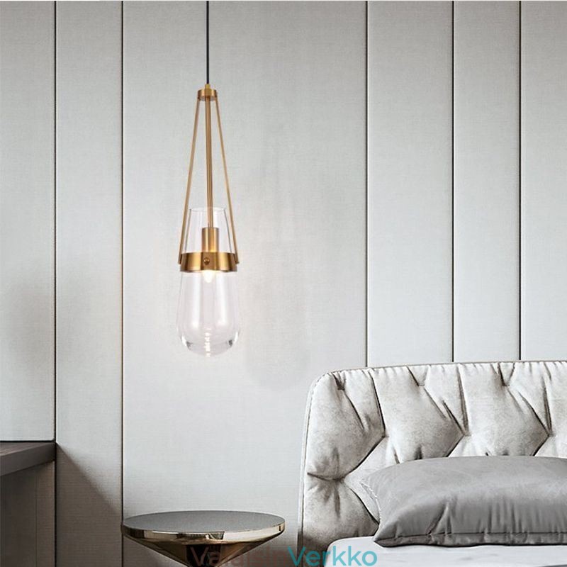Vesipisara lasiriippuvalaisin Moderni minimalistinen takorautainen pieni kattovalaisin