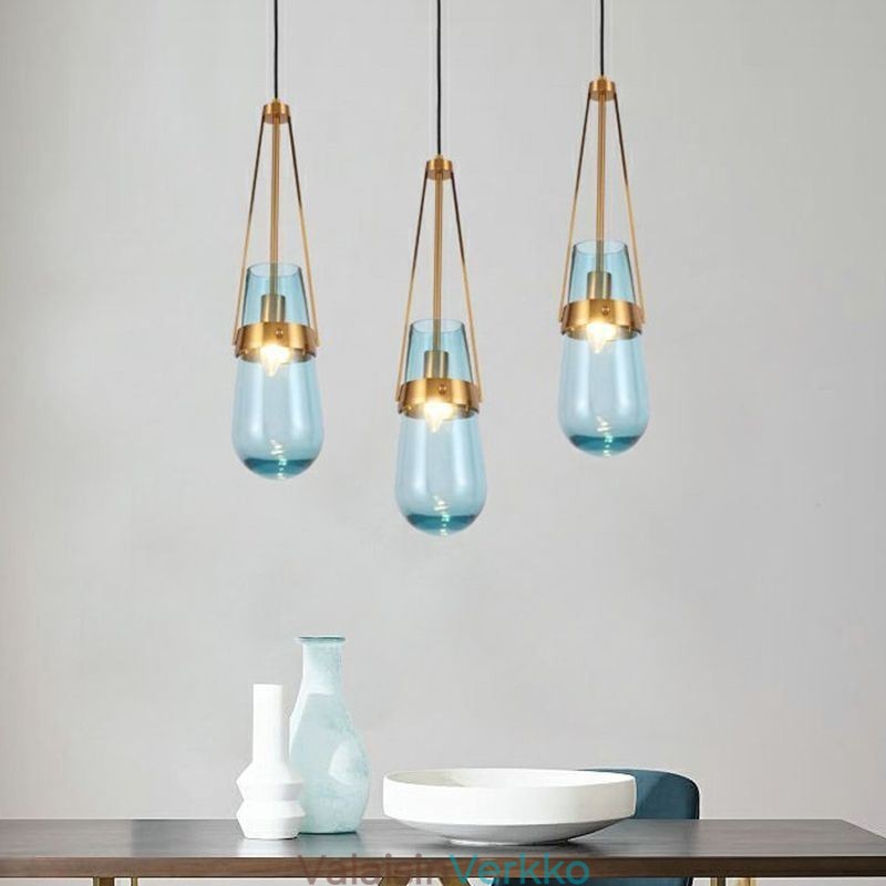 Vesipisara lasiriippuvalaisin Moderni minimalistinen takorautainen pieni kattovalaisin