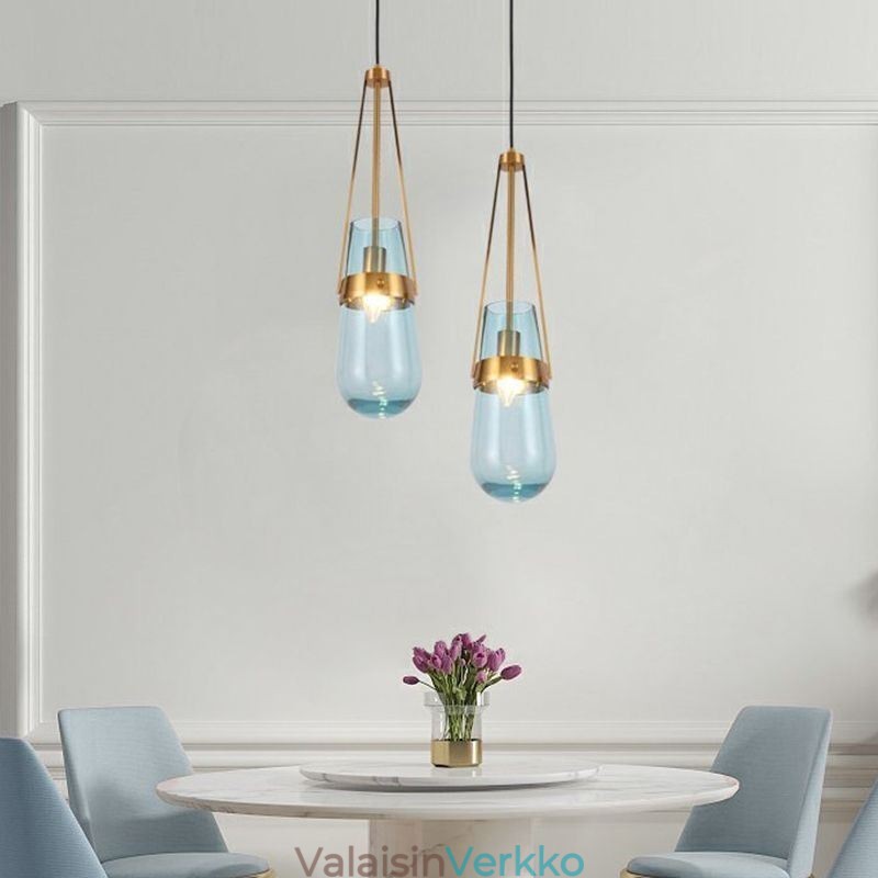 Vesipisara lasiriippuvalaisin Moderni minimalistinen takorautainen pieni kattovalaisin