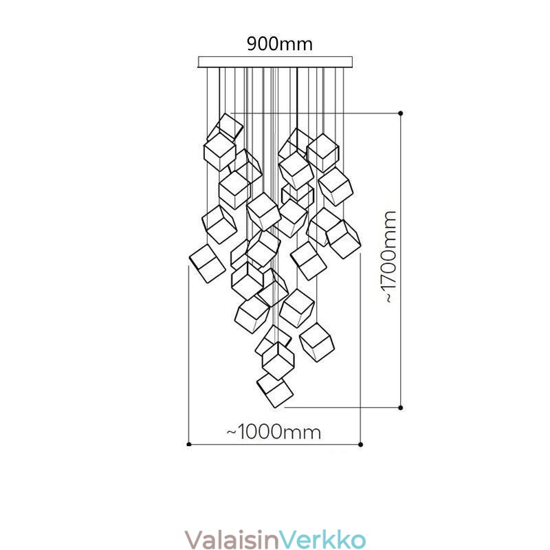 Luovat lasiriippuvalaisimet. Paviljonkikattovalot