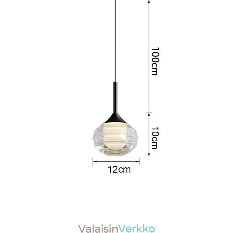Yksinkertainen lasiriippuvalaisin musta koristeellinen kattovalaisin