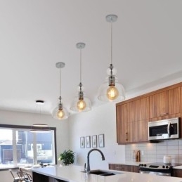 Moderni rautainen riippuvalaisin Kurpitsa lasiriippuvalaisin