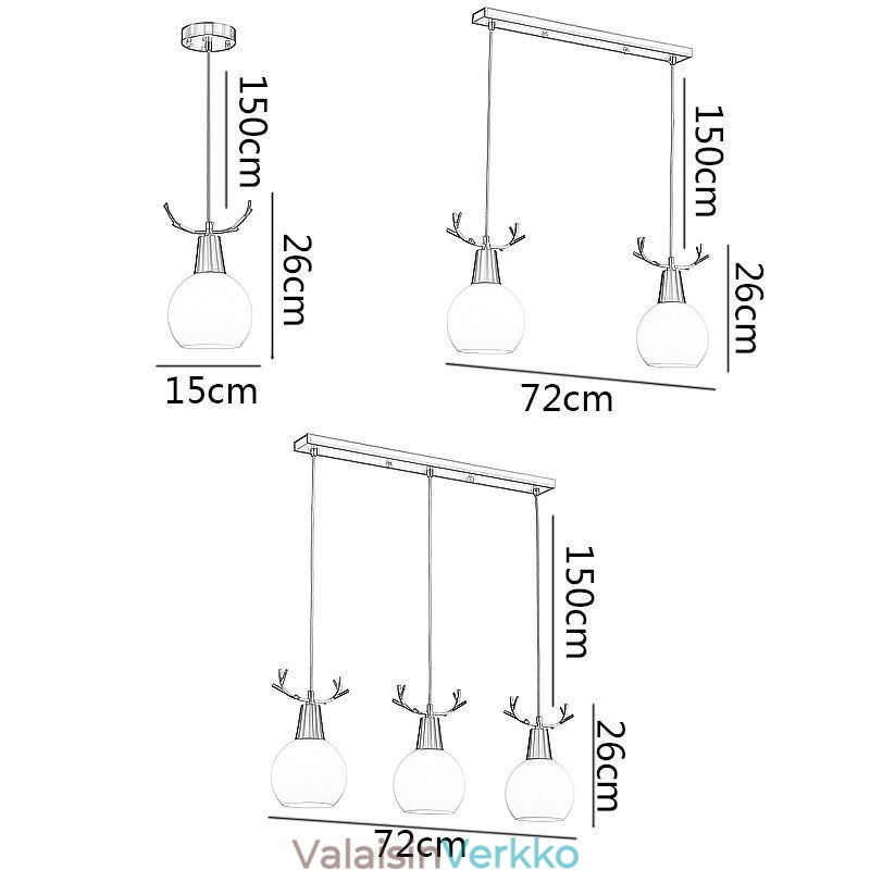 Moderni yksinkertainen kupaririippuvalaisin Antler riippuvalaisin
