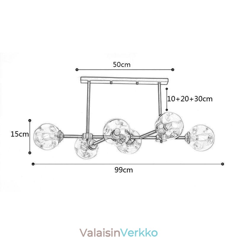 6 kevyttä modernia lasikattovaloa Magic Bean -valaisin