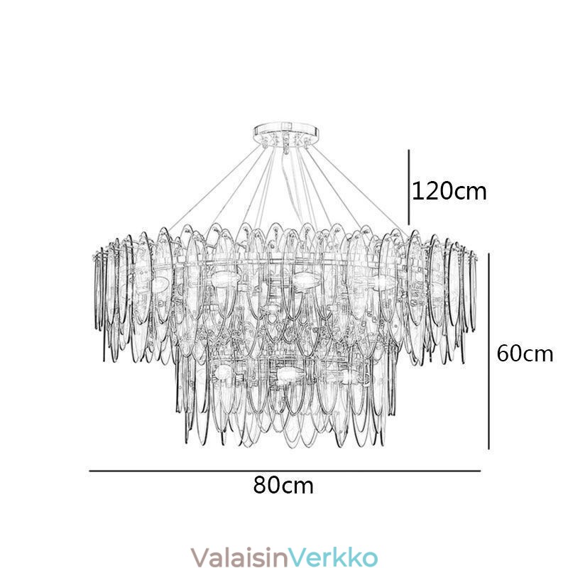 Moderni pyöreä lasiriippuvainen tyylikäs lasikattokruunu