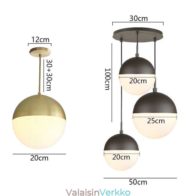 Moderni lasipalloriippuvalaisin Island Ideas -lamppu