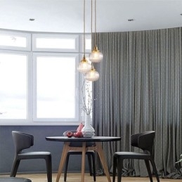 Lasiriippuvalaisin Kirkas Pyöreä Ribbed Pumpkin Muoto Valaisin 1 Light