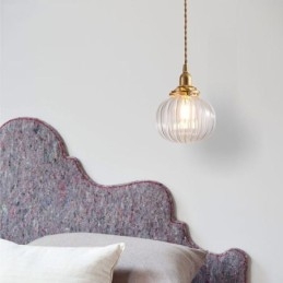 Lasiriippuvalaisin Kirkas Pyöreä Ribbed Pumpkin Muoto Valaisin 1 Light