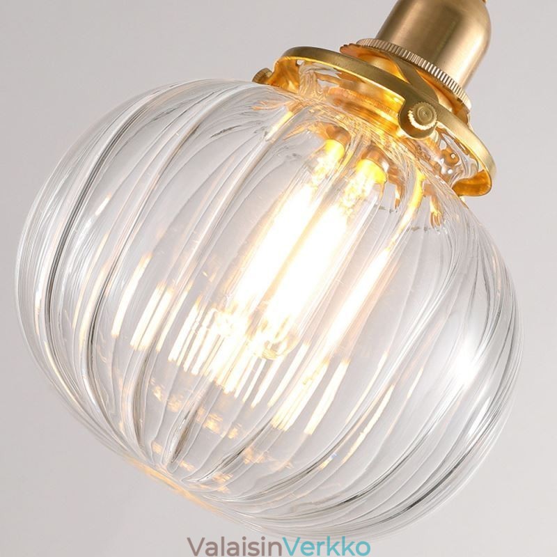 Lasiriippuvalaisin Kirkas Pyöreä Ribbed Pumpkin Muoto Valaisin 1 Light