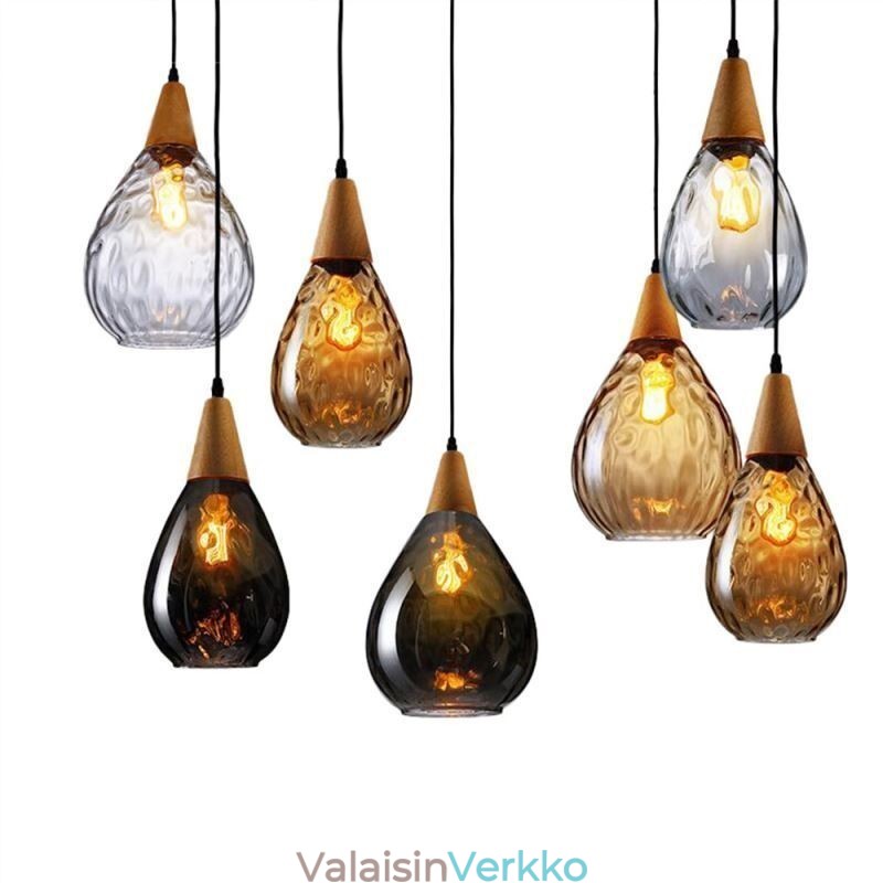 Riippuvalaisin Teardrop lasivarjostin lampun valo