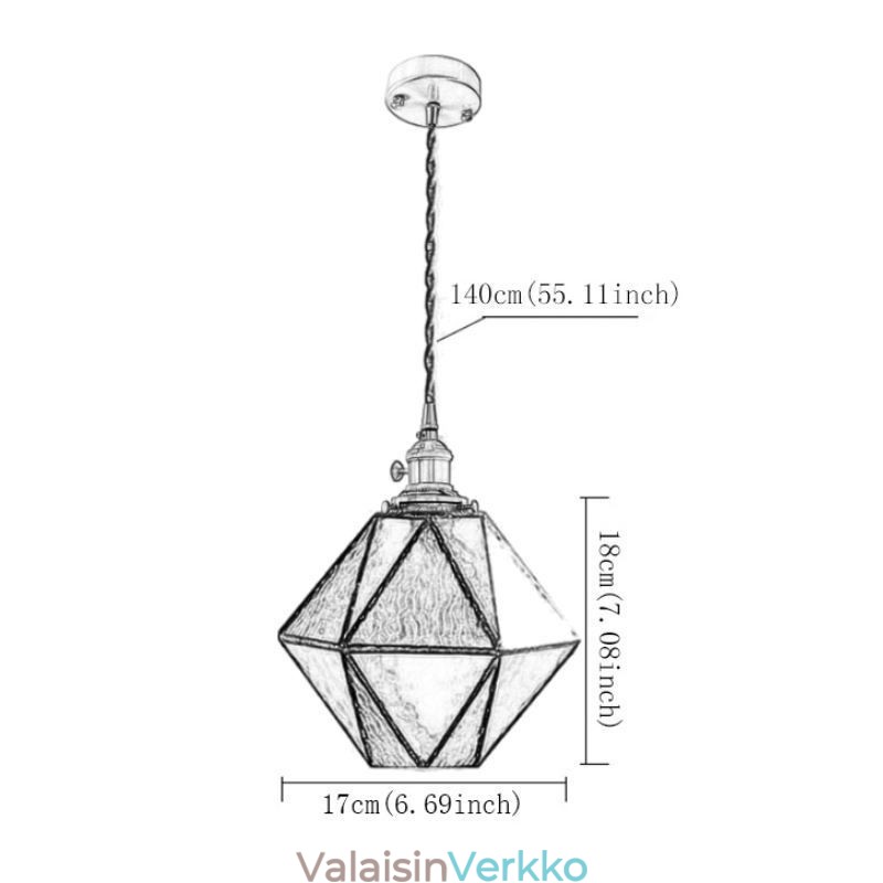 Geometrinen värillinen lasi maalaistalon riippuvalaisin