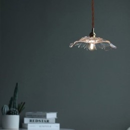 Lotus Leaf Ribbed kirkas lasi riippuvalaisin Homestay Lamp