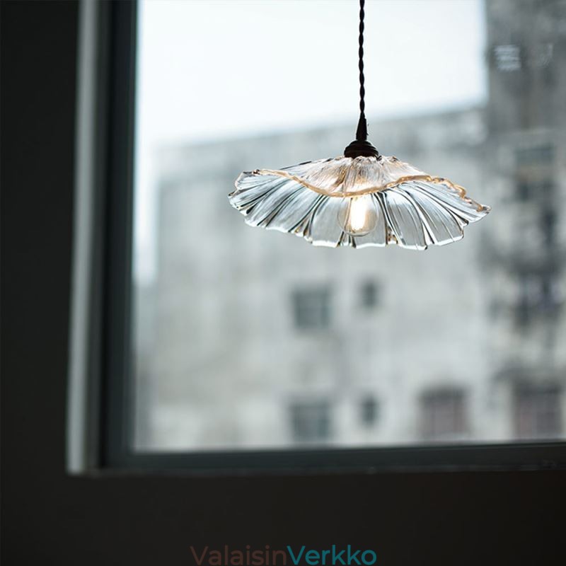 Lotus Leaf Ribbed kirkas lasi riippuvalaisin Homestay Lamp