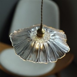 Lotus Leaf Ribbed kirkas lasi riippuvalaisin Homestay Lamp