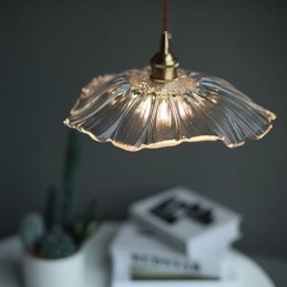 Lotus Leaf Ribbed kirkas lasi riippuvalaisin Homestay Lamp