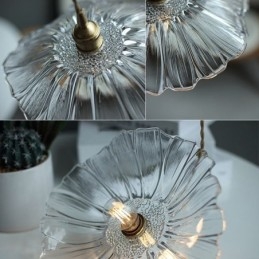 Lotus Leaf Ribbed kirkas lasi riippuvalaisin Homestay Lamp