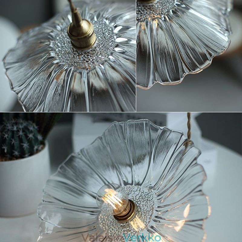 Lotus Leaf Ribbed kirkas lasi riippuvalaisin Homestay Lamp