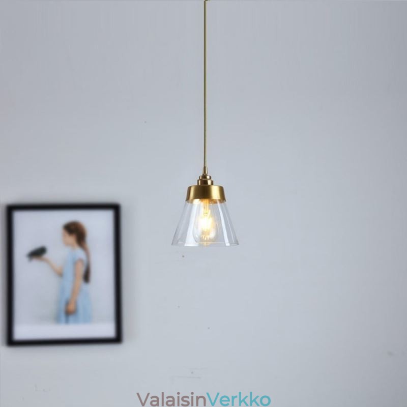 Nordic Retro Riippuvalaisin Lasivarjostin Kotivalaistus Messinkivalaisin Valaisin