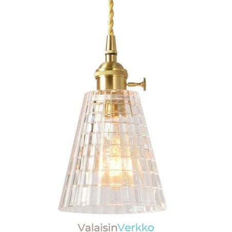 Neliönmuotoinen kirkas ribbine lasi riippuvalaisin messinkivalaisin kiertokytkimellä Neliönmuotoinen kirkas ribbine lasi riippuvalaisin messinkivalaisin kiertokytkimellä
