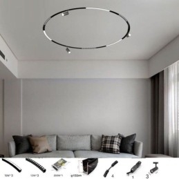 Pyöreä magneettinen kiskovalaisin Upotettu kohdevalo koristevalo 150cm