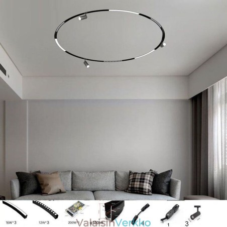 Pyöreä magneettinen kiskovalaisin Upotettu kohdevalo koristevalo 150cm Pyöreä magneettinen kiskovalaisin Upotettu kohdevalo koristevalo 150cm
