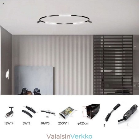 Pyöreä kiskovalojärjestelmä Magneettinen upotettu kiskovalaisin 120cm Pyöreä kiskovalojärjestelmä Magneettinen upotettu kiskovalaisin 120cm