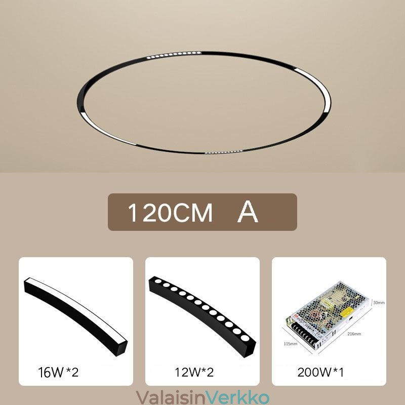 Magneettinen, upotettu pyöreä kiskovalaisin 120 cm