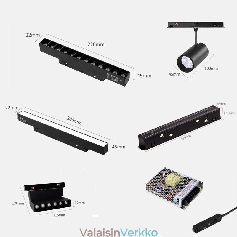 Upotettava kohdevalo Magneettinen kiskovalo koristevalo 3M*2