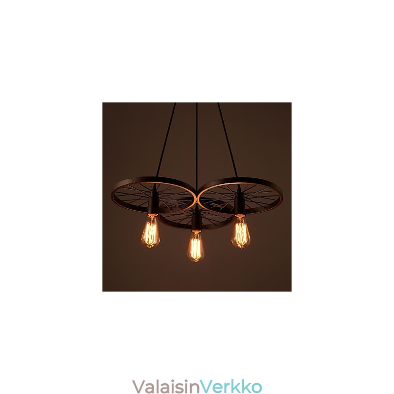 Loft Retro-riippuvalaisimet Amerikkalaiset maan takorautaiset kattokruunu teolliset pyörät