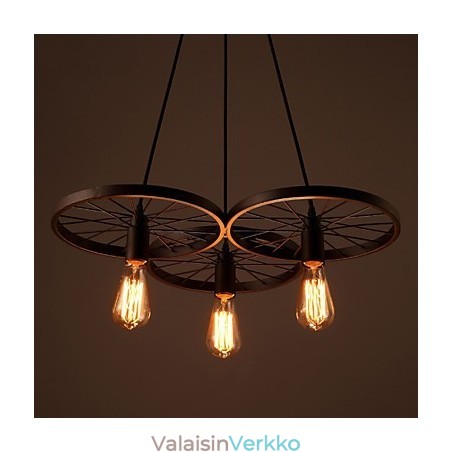 Loft Retro-riippuvalaisimet Amerikkalaiset maan takorautaiset kattokruunu teolliset pyörät