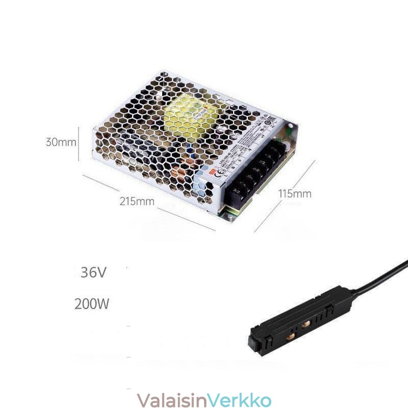 Telavaloohjain 200 W 36 V ohjainvirtalähde magneettisella kiskon virtaliittimellä