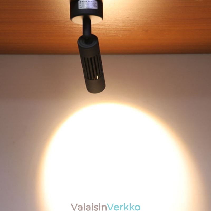 Kääntyvä COB-kohdevalo musta kattovalo (yksi valo)