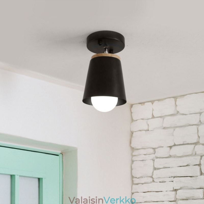 Nordic Iron Spotlight Puinen yksinkertainen kattovalo (yksivalo)
