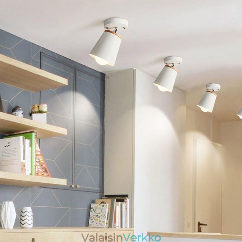 Nordic Iron Spotlight Puinen yksinkertainen kattovalo (yksivalo)