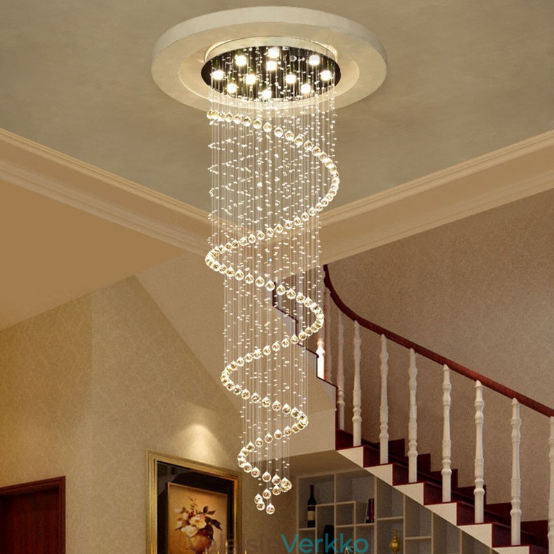 Spiral Modern K9 Crystal Ceiling kattovalaisin sisätilojen kattokruunuvalaisimet portaisiin korkeaan kattoon