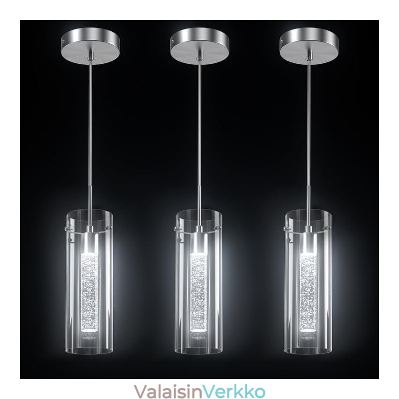 3 kevyttä taiteellista riippuvalaisinta lasivarjostimilla G4 polttimojalka