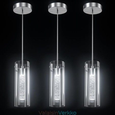 3 kevyttä taiteellista riippuvalaisinta lasivarjostimilla G4 polttimojalka