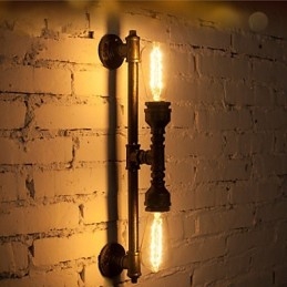 Wroguht rautainen vesiputkiseinälamppu Vintage käytävän valot Loft rauta seinälamppu Edison hehkulamppu FJ DB2 046A0