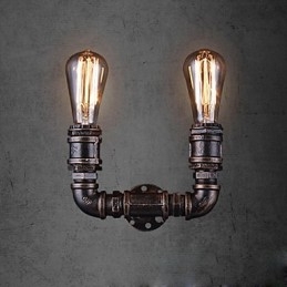 2 valoa Vintage-metallinen vesiputkiseinälamppu Edison-polttimolla